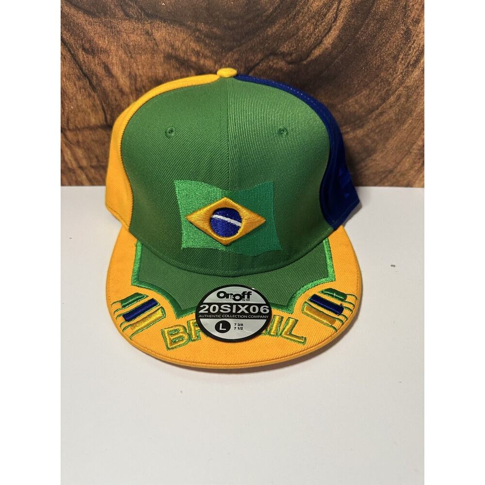 Brazil Brazilian Embroidered Cap Hat. On&off by XO. 20SIX06, 100% Wool. 7 3/8